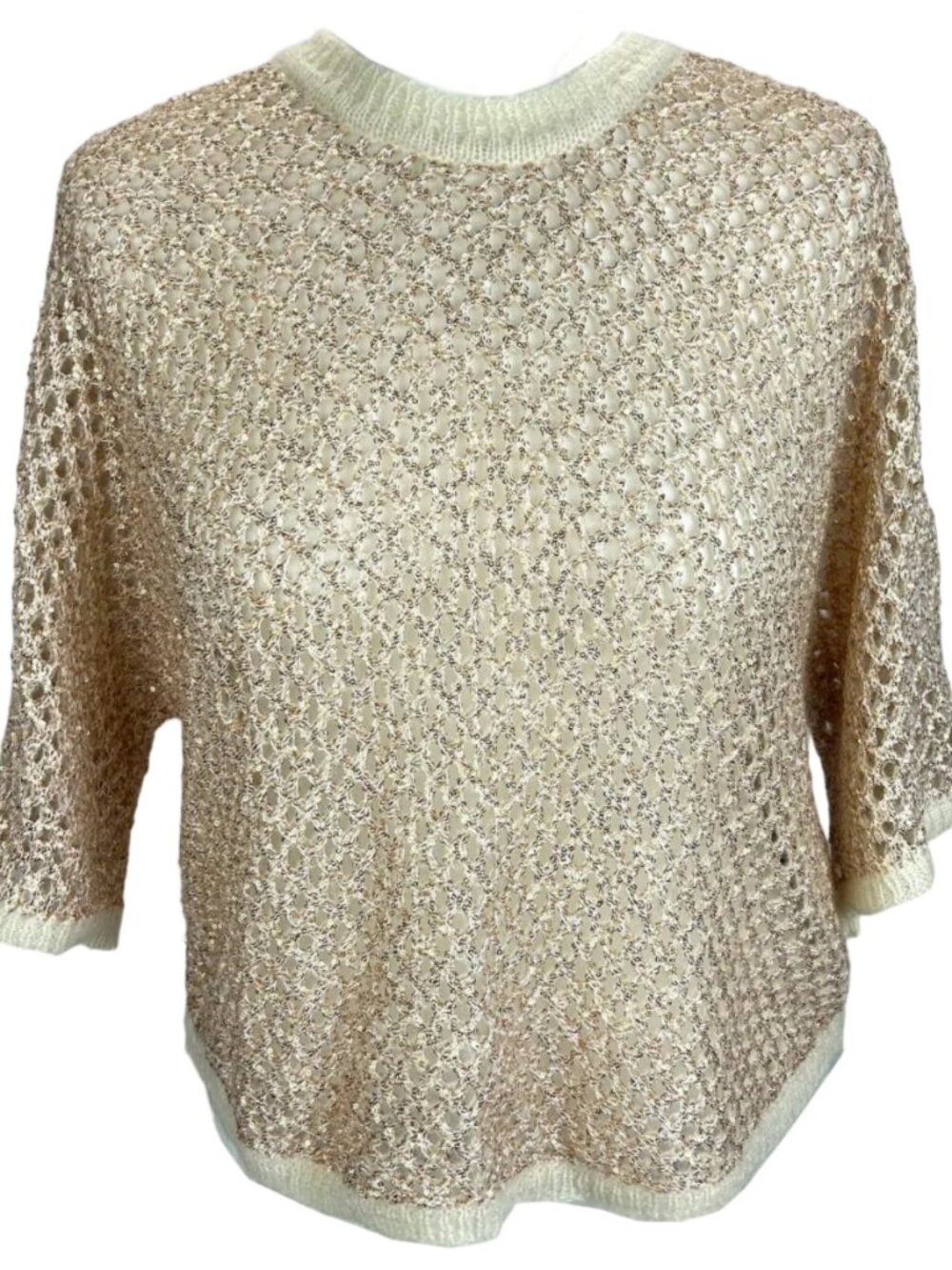 Ba&Sh Like New  Cream & Gold Nate Sweater Small (Size 0)
